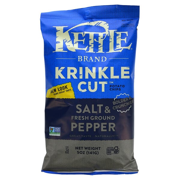 Kettle Foods‏, رقائق البطاطا، بنكهة الملح والفلفل المطحون الطازج، 5 أونصة (141 جم)