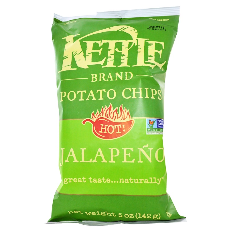 kettle foods, potato chips, hot! jalapeno, 5 oz (142 g)