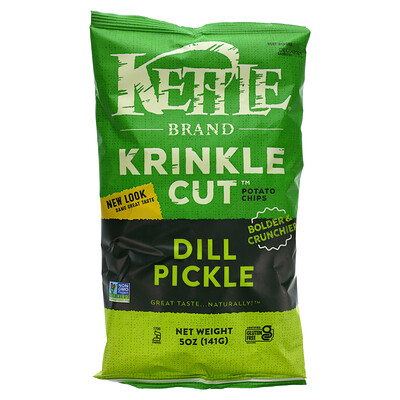 Купить Kettle Foods Krinkle Cut, картофельные чипсы, маринованные огурцы, 141 г (5 унций)