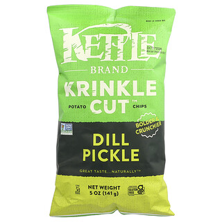 Kettle Foods, Chips de pommes de terre Krinkle Cut™, Pickle d'aneth, 141 g