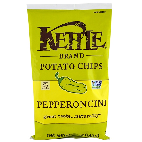 Kettle Foods‏, Potato Chips, Pepperoncini, 5 oz (142 g)