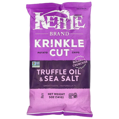 Kettle Foods, Krinkle Cut, Potato Chips, Truffle Oil & Sea Salt, 5 oz (141 g)
