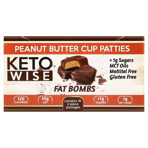 Keto Wise, Fat Bombs, Peanut Butter Cup Patties, 16 Packs, 34 g