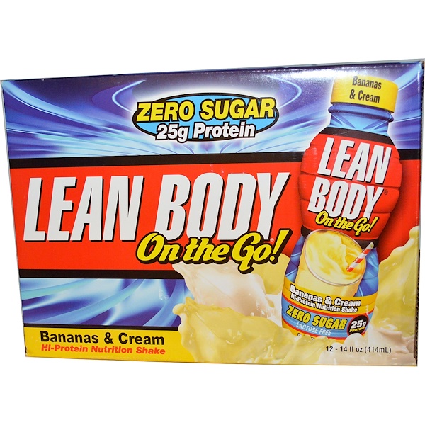 Labrada Nutrition, Lean Body, On the Go!, Bananas & Cream, 12 Shakes,14 fl oz (414 ml) Each (Discontinued Item) 