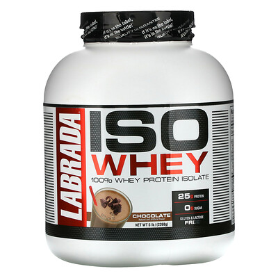 Labrada Nutrition ISO Whey, 100%-ный изолят сывороточного белка, шоколад, 5 фунтов (2268 г)