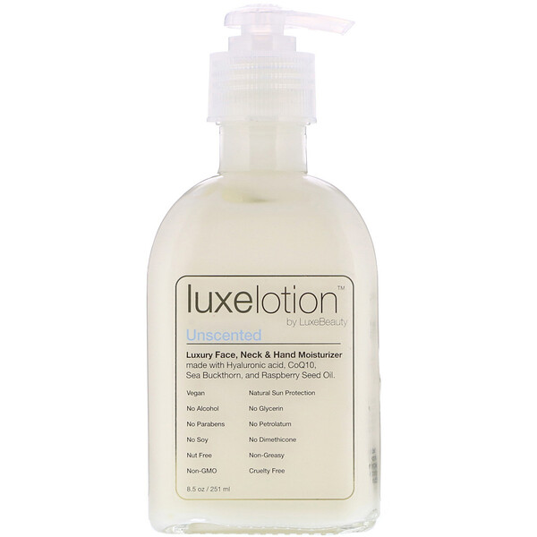 Luxe Lotion, Luxury Face, Neck & Hand Moisturizer, Unscented, 8.5 fl oz (251 ml)