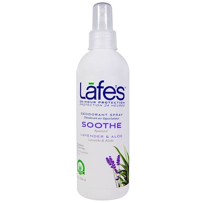 Lafe's Natural Bodycare 除異味噴劑,舒緩,薰衣草和蘆薈,8 oz (236 ml)