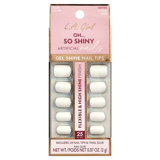 L.A. Girl, Kuku Buatan Oh Sangat Berkilat, Petua Kuku Gel Shine, GNT151 Cloud Nine, Kit 25 Keping