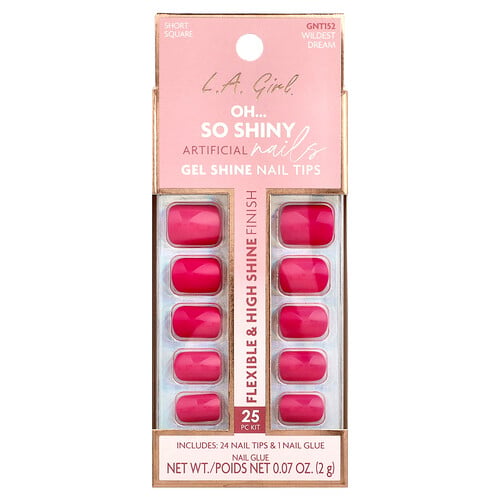 L.a. Girl Oh So Shiny Artificial Nails, Gel Shine Nail Tips, GNT152 Wildest Dream, 25 Piece Kit