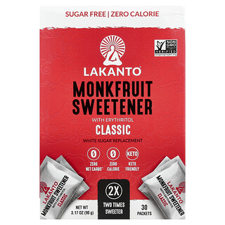 Lakanto, Monkfruit Sweetener with Erythritol, Classic, 30 Packets, 3.17 oz (90 g)