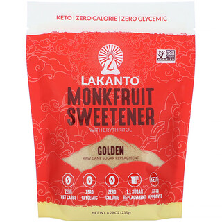 Lakanto, Monkfruit Sweetener with Erythritol, Mönchsfrucht-Süßstoff mit Erythrit, Golden, 235 g (8,29 fl. oz.)