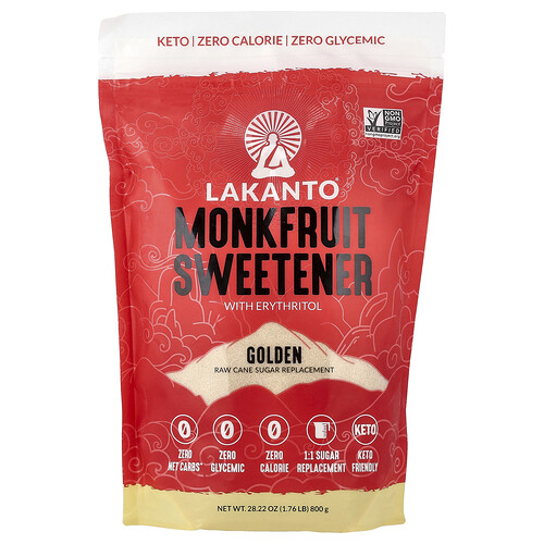Lakanto, Mönchsfrucht-Süßstoff mit Erythritol, golden, 800 g (28,22 oz)