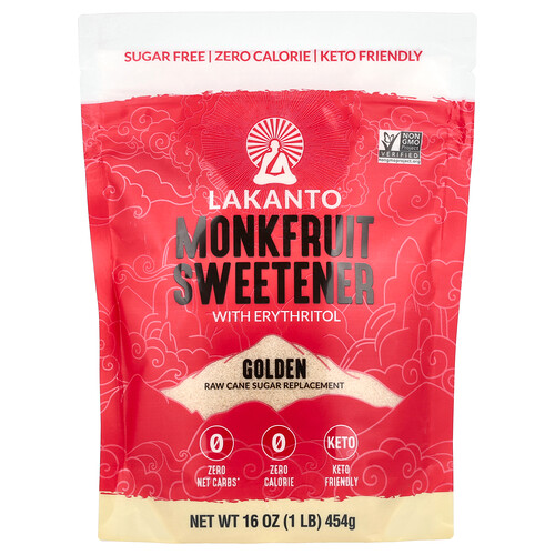 Lakanto, Mönchsfrucht-Süßstoff mit Erythritol, goldfarben, 454 g