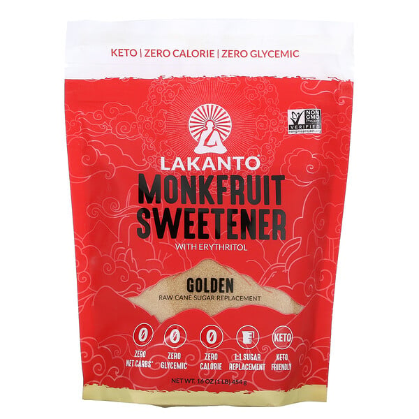 Lakanto, Monkfruit Sweetener with Erythritol, Mönchsfrucht-Süßstoff mit Erythrit, Golden, 454 g (16 fl. oz.)