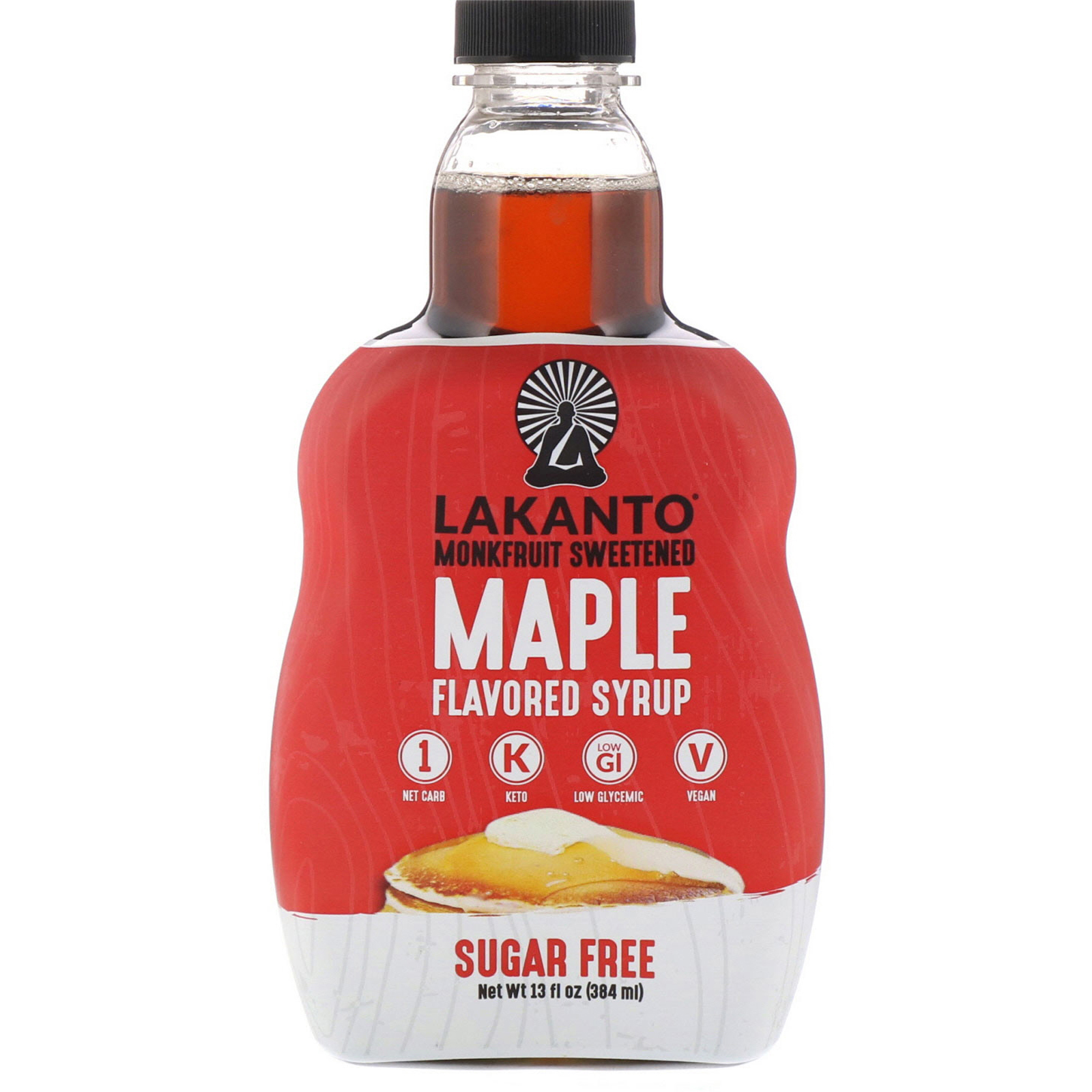 Lakanto, Monkfruit Sweetened Maple Flavored Syrup, 13 fl oz (384 ml