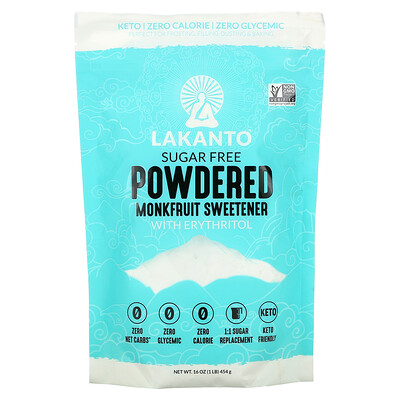 Lakanto Powdered Monkfruit Sweetener with Erythritol, Sugar Free, 1 lb (454 g)
