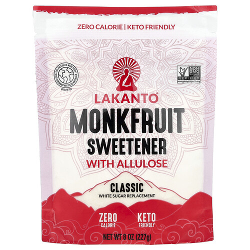 Lakanto, Monkfruit Sweetener with Allulose, Monkfruit Sweetener with Allulose, Mönchsfrucht-Süßstoff mit Allulose, Klassik, 227 g (8 oz.)