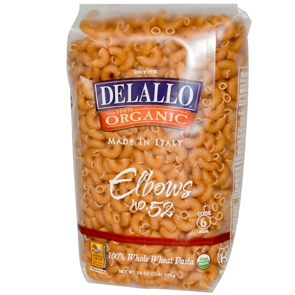DeLallo, Elbows №52, На 100% органическая паста из цельной пшеницы, 16 унций (454 г)