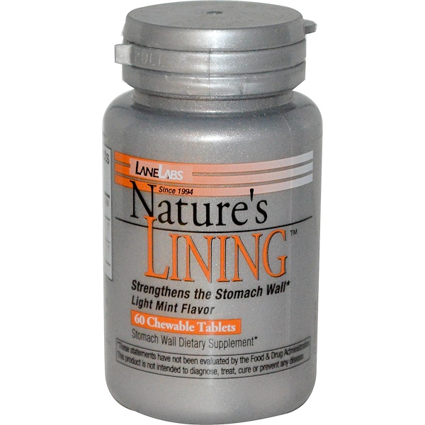 Lane Labs, Nature's Lining, легкий мятный вкус, 60 жевательных таблеток (Discontinued Item) 