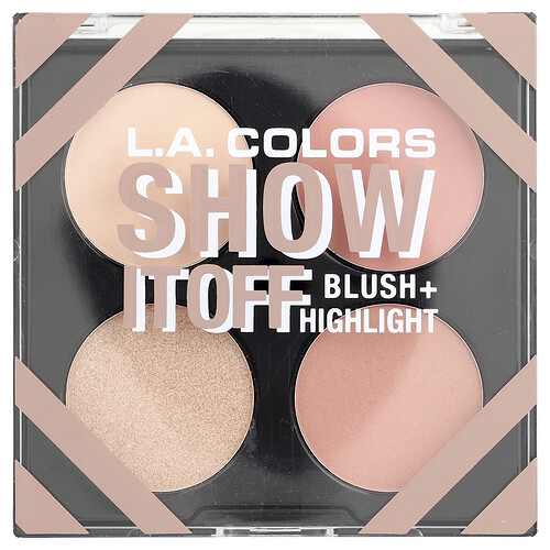L.A. Colors, Blush + Highlights Palette, CFP637 Show It Off, Rouge- und Highlight-Palette, CFP637 Show It Off, 14 g (0,49 oz.)