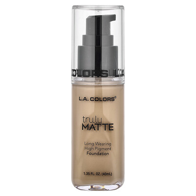 L.A. Colors, Base de maquillaje mate Truly, CLM355 Beige medio, 40 ml (1,35 oz. líq.)