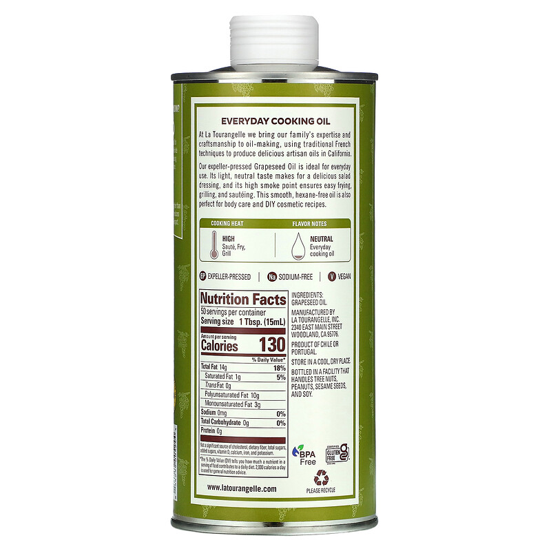 La Tourangelle, ExpellerPressed Grapeseed Oil, 25.4 fl oz (750 ml)