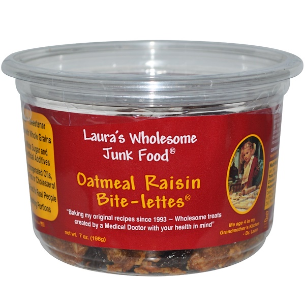 Laura's Wholesome Junk Food, Oatmeal Raisin Bite-Lettes, 7 oz (198 g) (Discontinued Item) 