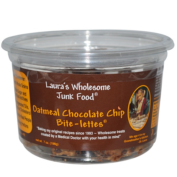 Laura's Wholesome Junk Food, Oatmeal Chocolate Chip Bite-Lettes, 7 oz (198 g) (Discontinued Item) 