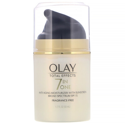 Olay Total Effects, 7-in-One Anti-Aging Moisturizer with Sunscreen, SPF 15, Fragrance-Free, 1.7 fl oz (50 ml)