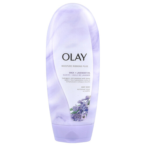 Olay, Moisture Ribbons Plus, Body Wash, Shea + Lavender Oil, 18 fl oz (532 ml)