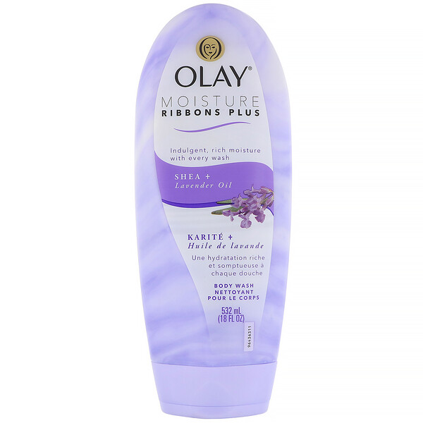 Olay, Moisture Ribbons Plus Body Wash, Shea + Lavender Oil, 18 fl oz (532 ml)