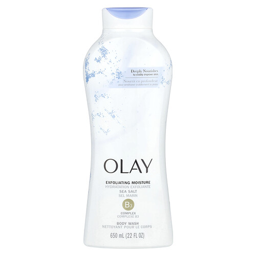 Olay, Exfoliating Moisture Body Wash, feuchtigkeitsspendendes Duschgel, Meersalz, 650 ml (22 fl. oz.)