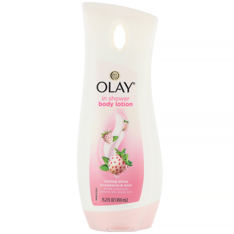 Olay, InShower Body Lotion, Cooling White Strawberry & Mint, 15.2 fl