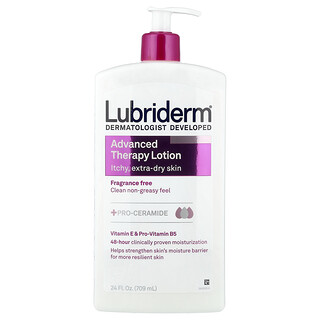Lubriderm, Loción de terapia avanzada, Piel extraseca con comezón, Sin fragancia, 709 ml (24 oz. líq.)