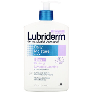 Lubriderm, デイリーモイスチャー ローション、 シア+ リラックス ラベンダー ジャスミン、 16 fl oz (473 ml)
