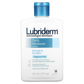 Lubriderm, Loción humectante diaria para piel normal a seca sin fragancia, 177 ml