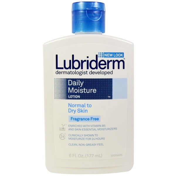 Lubriderm, Daily Moisture Lotion, Normal To Dry Skin, Fragrance Free, 6 ...