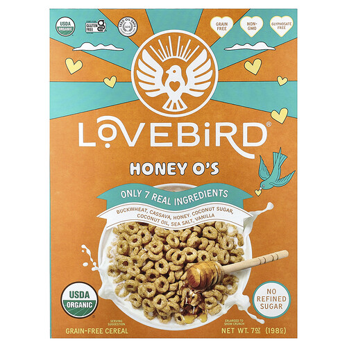 Lovebird, Grain-Free Cereal, Honey O's, 7 oz (198 g)