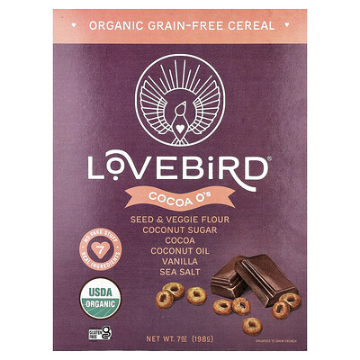 Lovebird, Cereal orgánico sin granos, Cocoa O's, 198 g (7 oz)