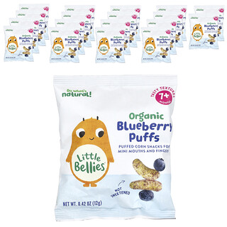Little Bellies, Puff Bluberi Organik, 7 Bulan ke Atas, 18 Kantong, Masing-Masing 12 g (0,42 ons)