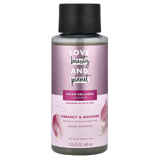 Love Beauty and Planet, Champú vegano, Complejo con colágeno, Para cabello teñido, Manteca de murumuru y rosa, 400 ml (13,5 oz. líq.)