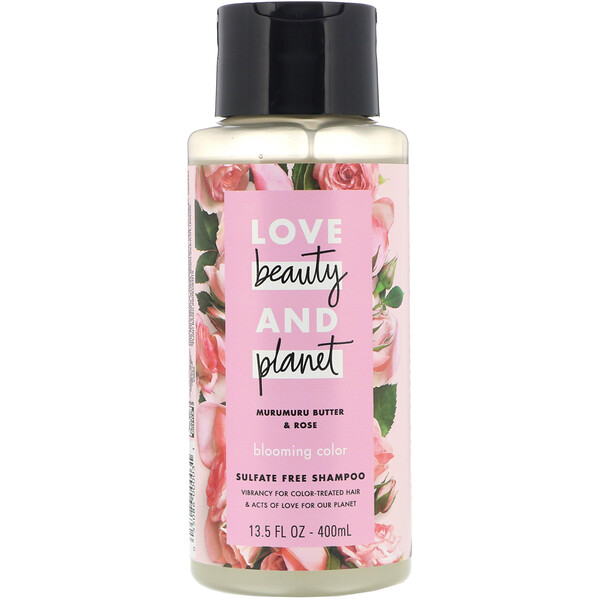Love Beauty and Planet, Шампунь для яркости цвета волос, «Масло мурумуру и роза», 400 мл