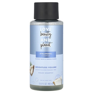 Love Beauty and Planet, Champú vegano, Para todo tipo de cabello, Agua de coco y flor de mimosa, 400 ml (13,5 oz. líq.)