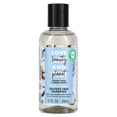 

Love Beauty and Planet, Volume and Bounty Shampoo, Coconut Water & Mimosa Flower, 3 fl oz (89 ml)