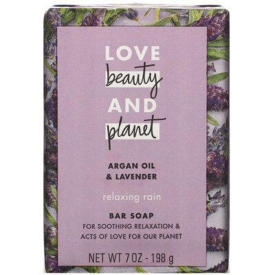Love Beauty and Planet Relaxing Rain, Bar Soap, Argan Oil & Lavender, 7 oz (198 g)