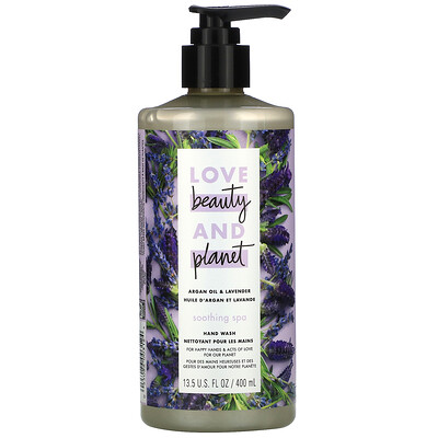Love Beauty and Planet Soothing Spa, мыло для рук, «Аргановое масло и лаванда», 400 мл (13,5 жидк. унции)