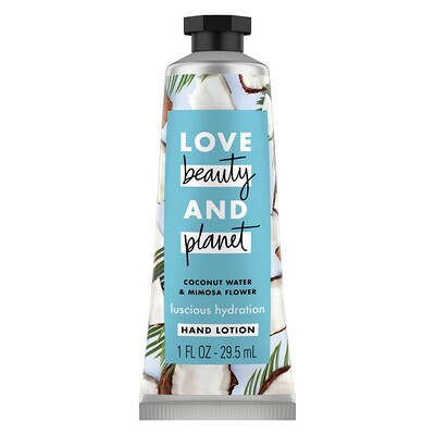 Love Beauty and Planet Luscious Hydration Hand Lotion, Coconut Water & Mimosa Flower, 1 oz (29.5 ml)
