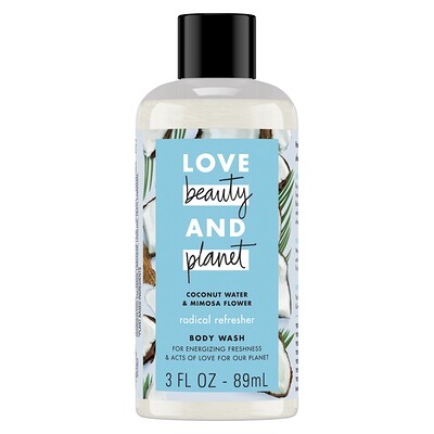 Love Beauty and Planet Radical Refresher Body Wash, Coconut Water & Mimosa Flower, 3 fl oz (89 ml)