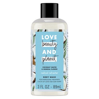 Love Beauty and Planet, 自由基清新身体乳，含椰子汁和含羞草花，3 液量盎司（89 毫升）