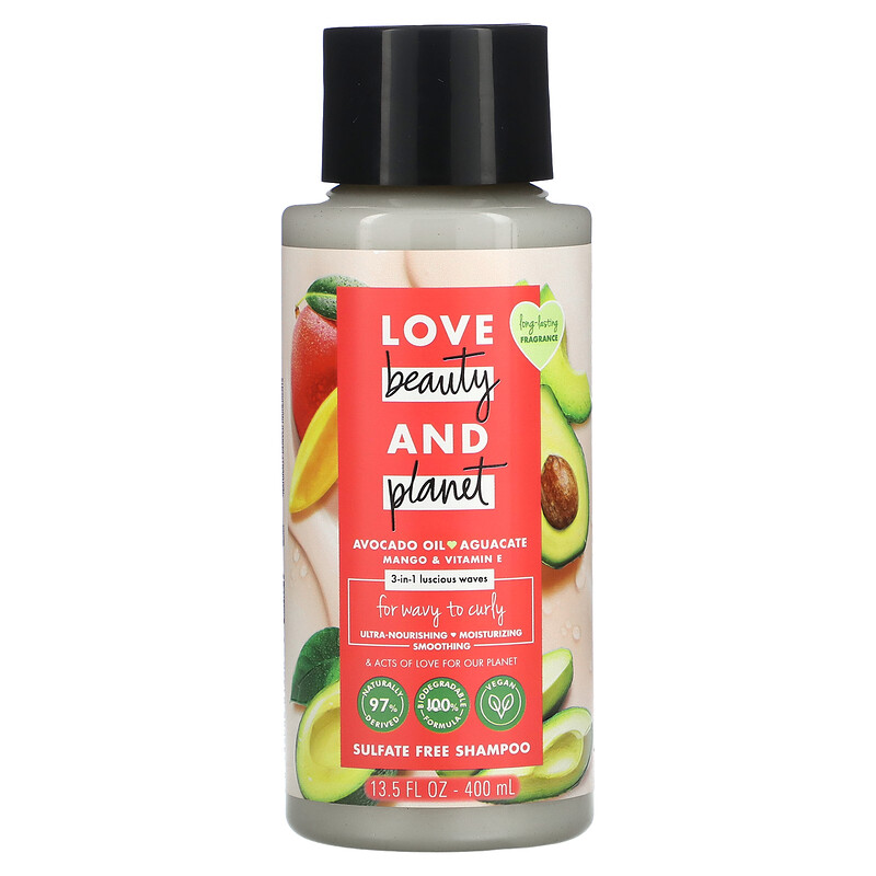 Love Beauty and 3 in 1 Shampoo, For Wavy to Curly, Avocado Oil Aguacate Mango & Vitamin